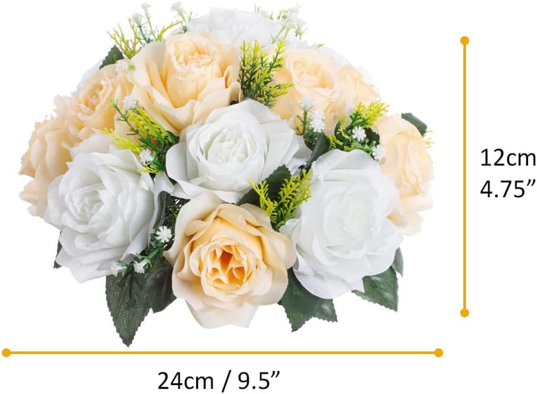 Champagne & White 10Pcs Artificial Flower Ball Bouquet for Weddings & Decor