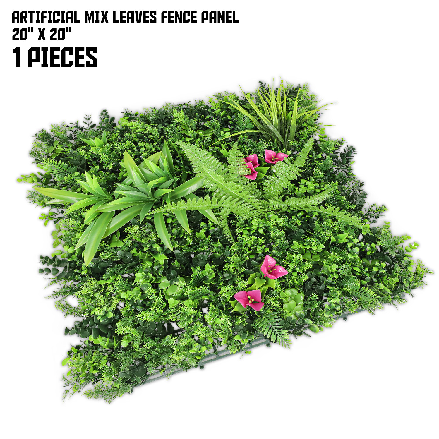 TANG 20″x20″ Interlock Mix Plants Artificial Greenery Wall D??cor Panel Type 12
