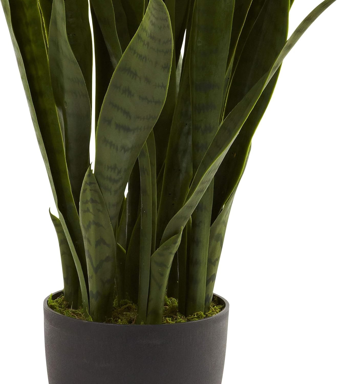 Artificial Snake Plant Faux Greenery with Black Planter for Indoor Decor