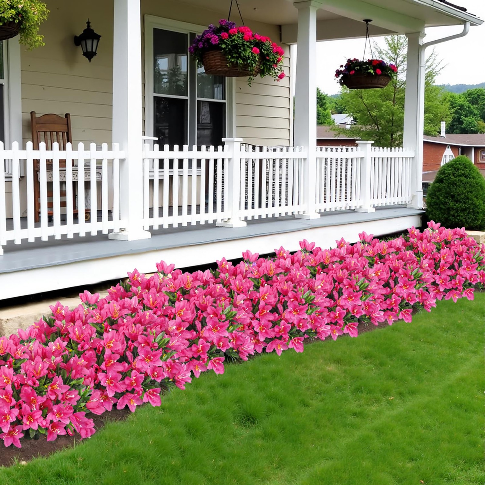 8 Bundles Artificial Flowers for Outdoors, Fake Silk Flowers Azalea Plants UV