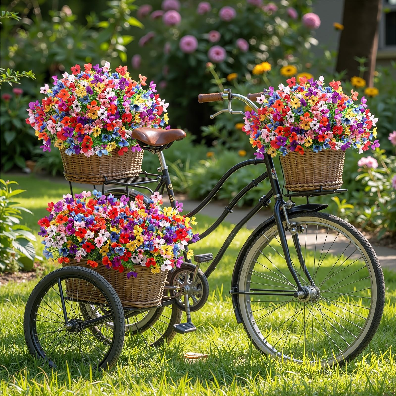 SHareconn 40 Bundles Artificial Flowers Outdoors Decoration, Fake Silk mums E…