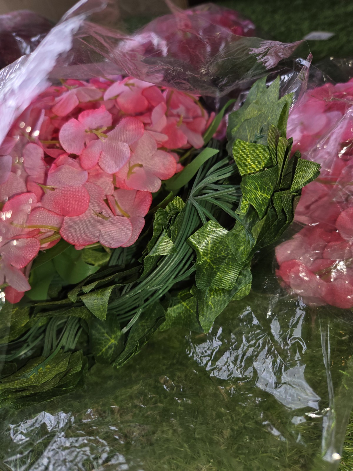 Lot of 4 Artificial Pink Hydrangea Bouquets Faux Floral Home Wedding Decor