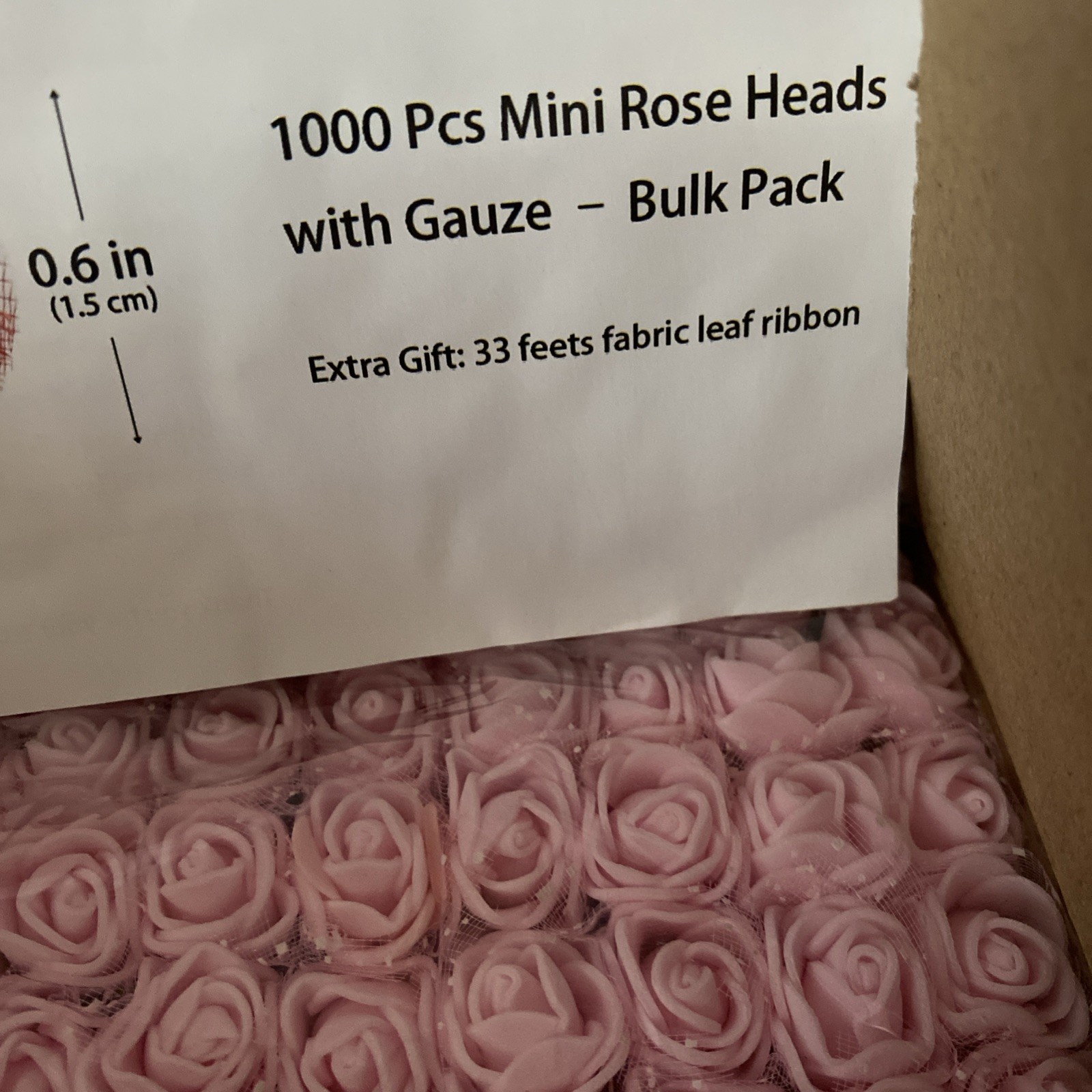 1000. PCS Light Pink . Artificial Foam Rose Heads 0.06 Faux Flowers For Crafts