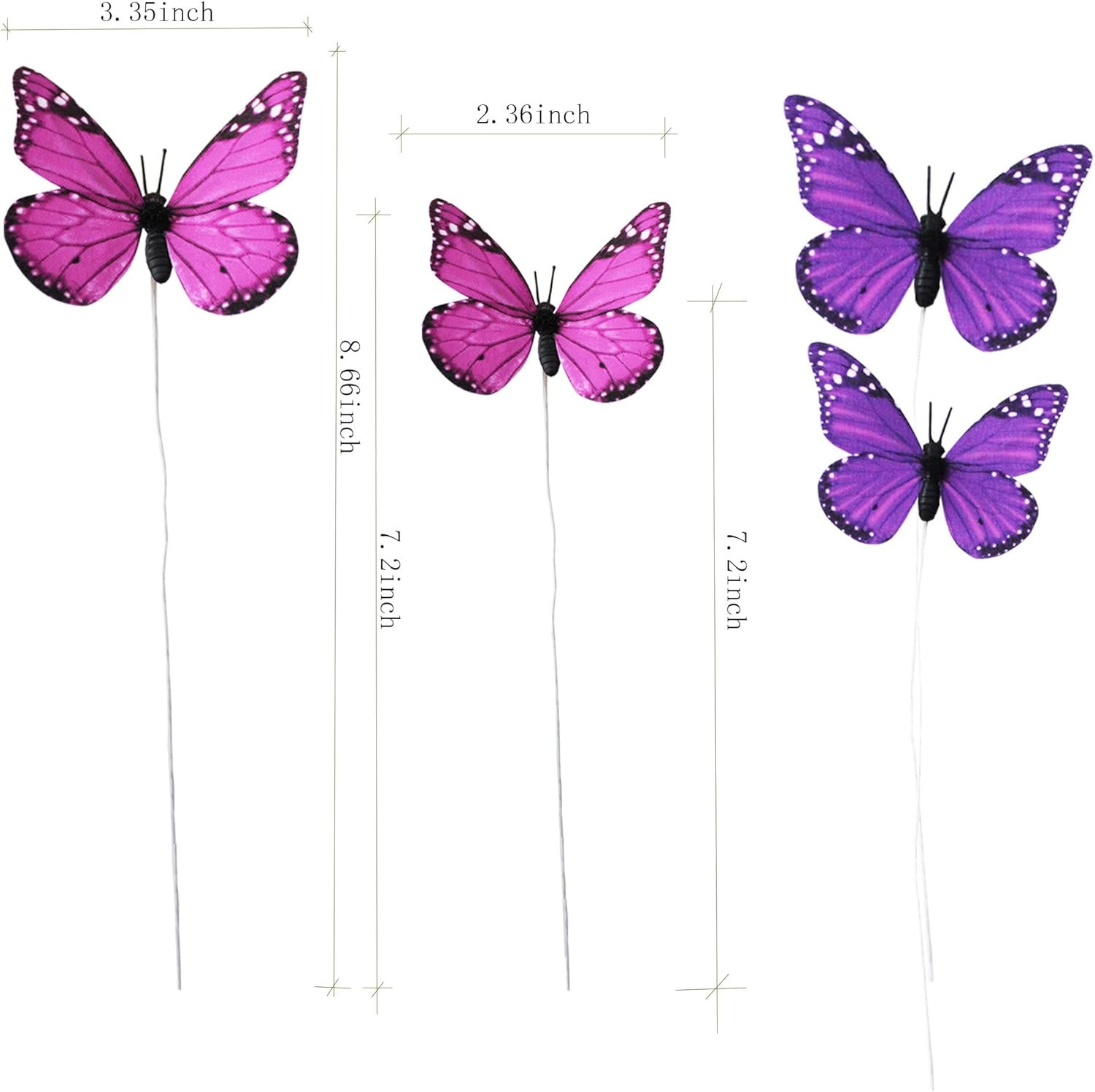 Butterfly Decor 12PCS 2Sizes, 3D Faux Butterflies (Lavender) | Poseable Fabric W