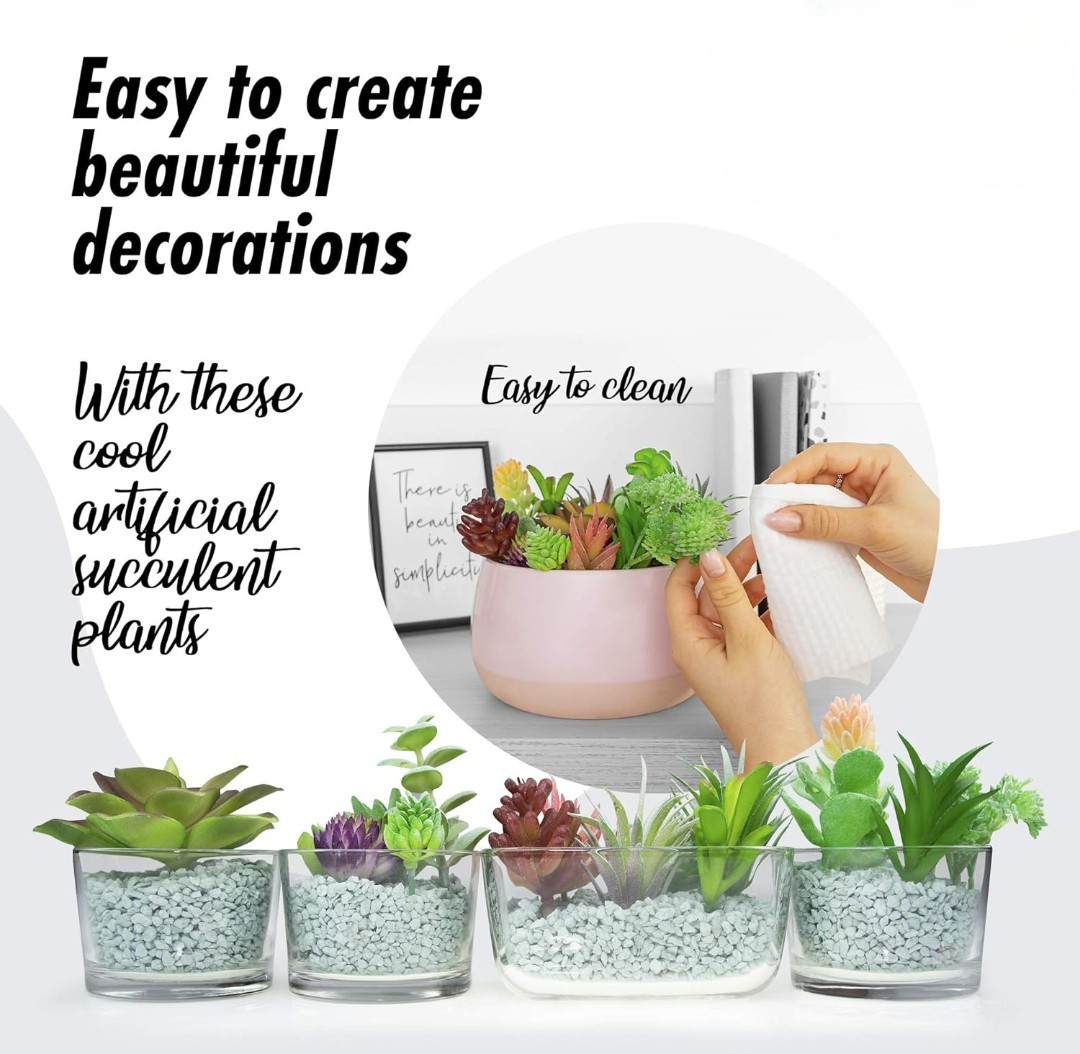 Artificial Succulents Fake Plants 16 Pcs Set Faux Plants Indoor Home Decor