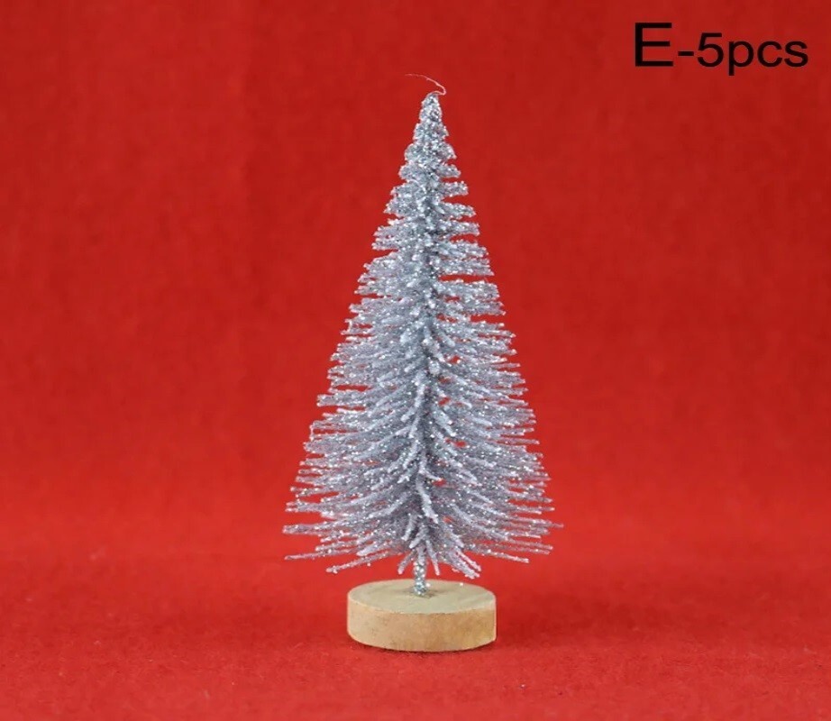 5Pcs Mini Christmas Trees Plastic Artificial Christmas Tree Ornament Winter Snow