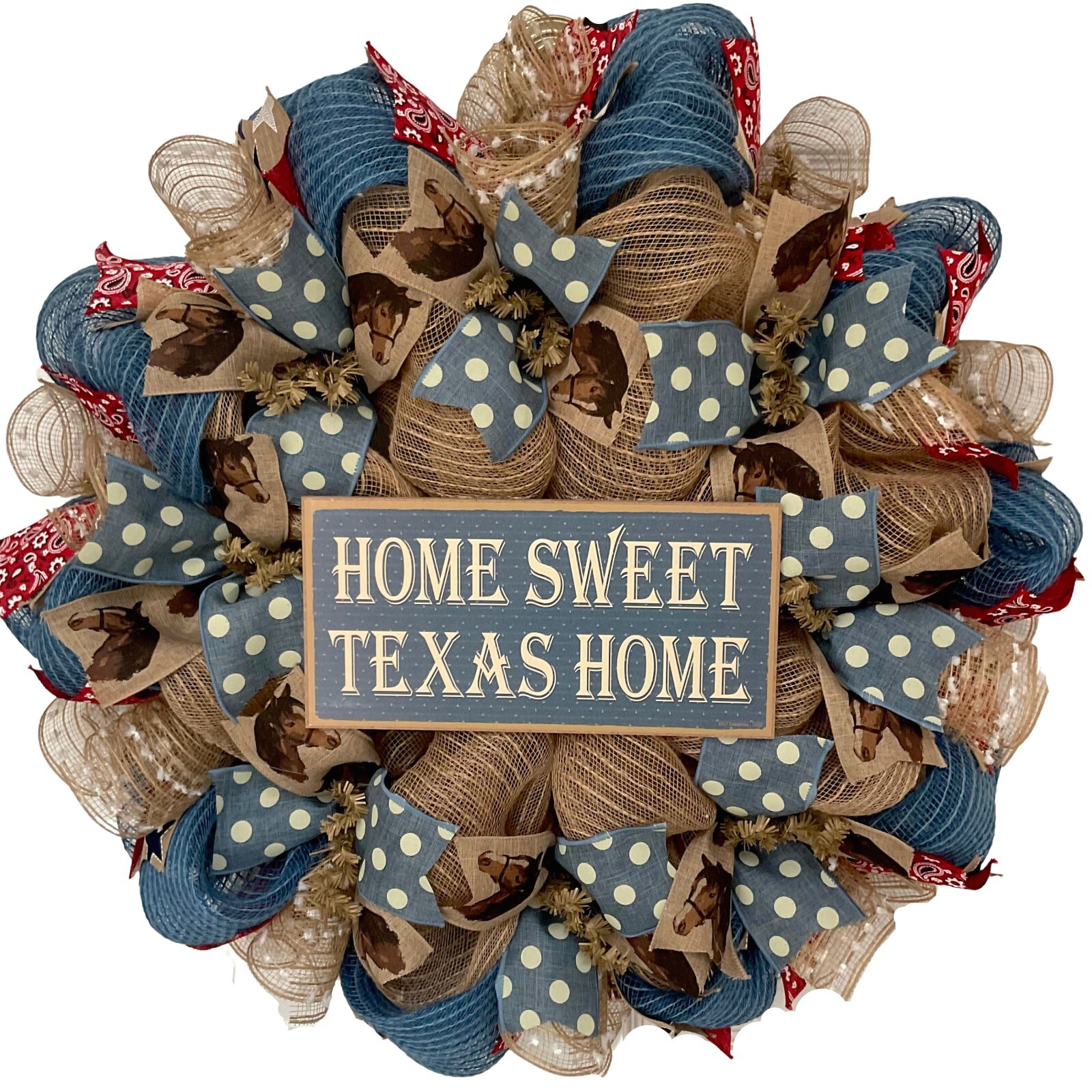 Home Sweet Texas Home Wreath Handmade Deco Mesh