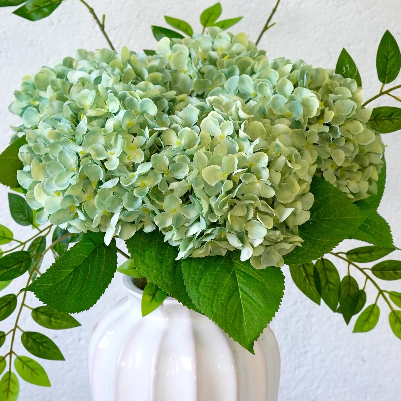 5 Pcs Hydrangea Artificial Flowers, Faux Silk Hydrangea Flores with Stems, Fa…