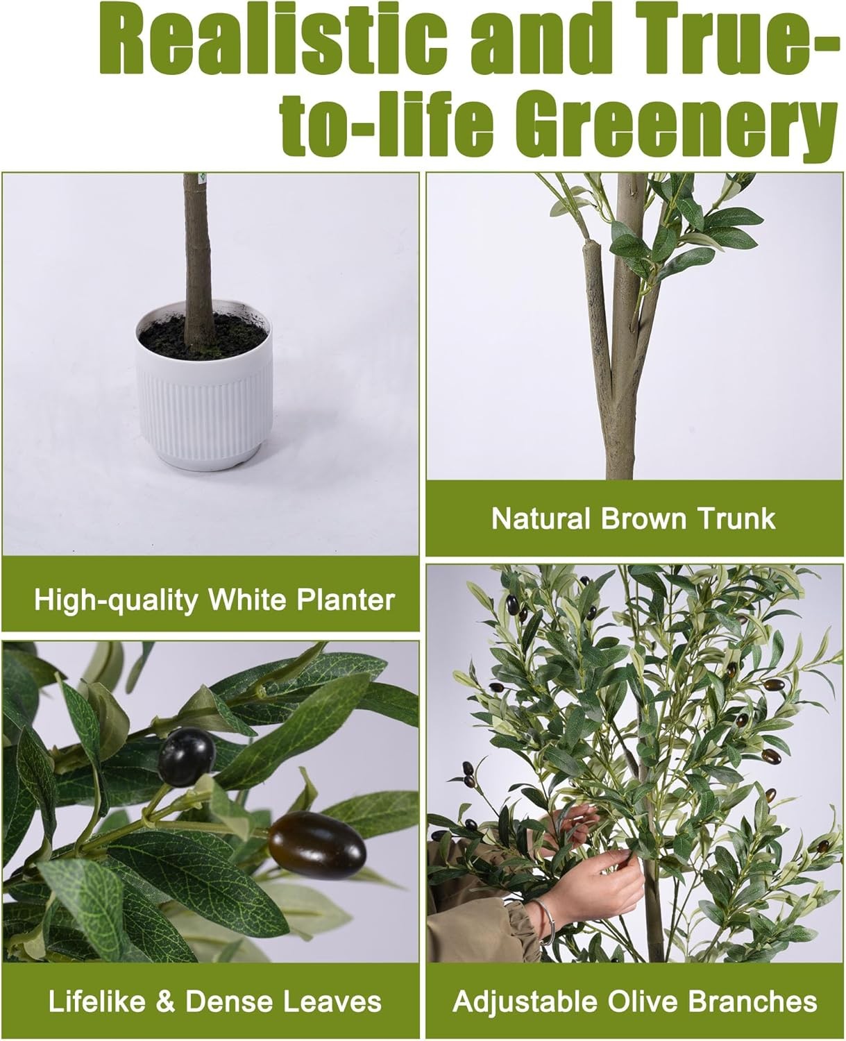 Lifelike 6Ft Artificial Olive Tree No Watering Sunlight For Housewarming Gift US
