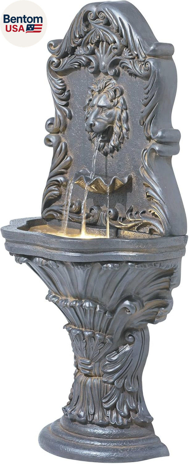 Royal Lion Acanthus 50″ High Large Italian Indoor Outdoor Decor Faux Stone Floor