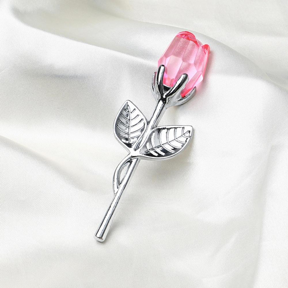 Valentines Day Gift Crystal Glass Rose Artificial Flower Silver Gold Rod Rose