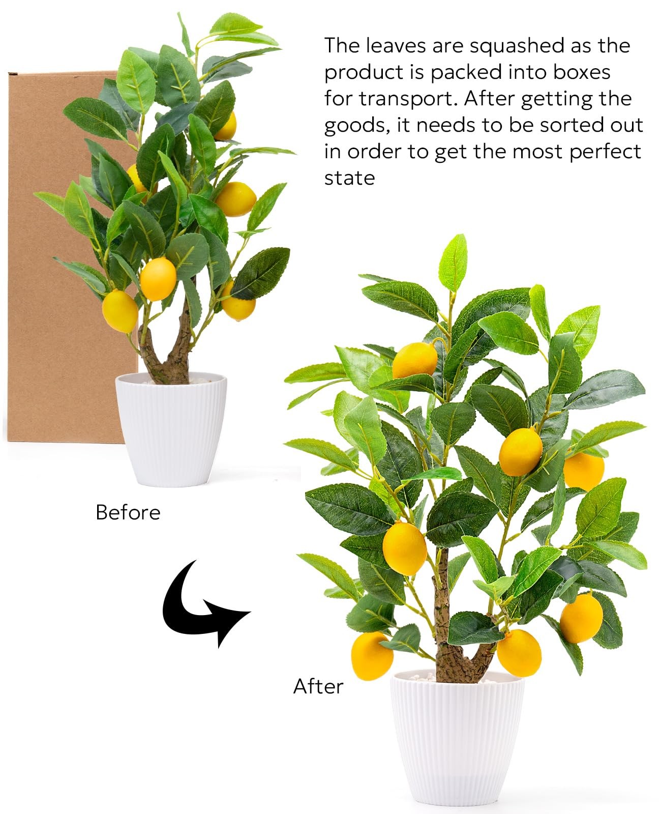 Artificial Lemon Tree with White Pot, 18” Faux Citrus Plant for Kitchen, Bath…