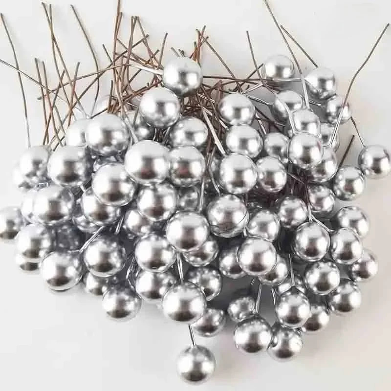 50/1000pcs Artificial Red Berry Stamen Bead Mini Floral Wreath Ornament Xmas DIY