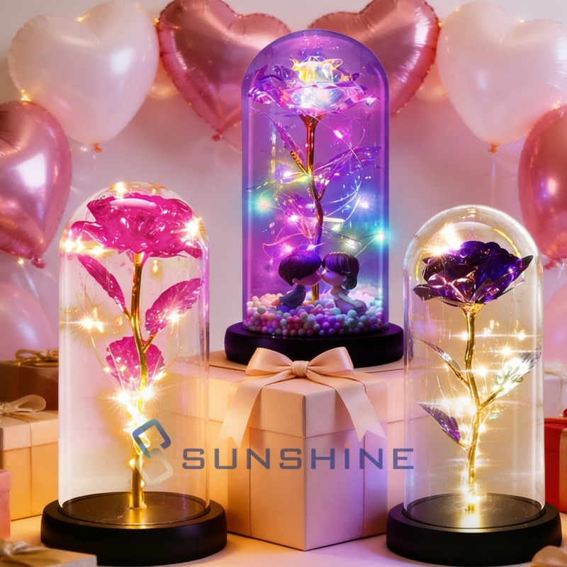 Eternal Crystal Rose Gifts for Women, Preserved Real Forever in Glass Dome Rose