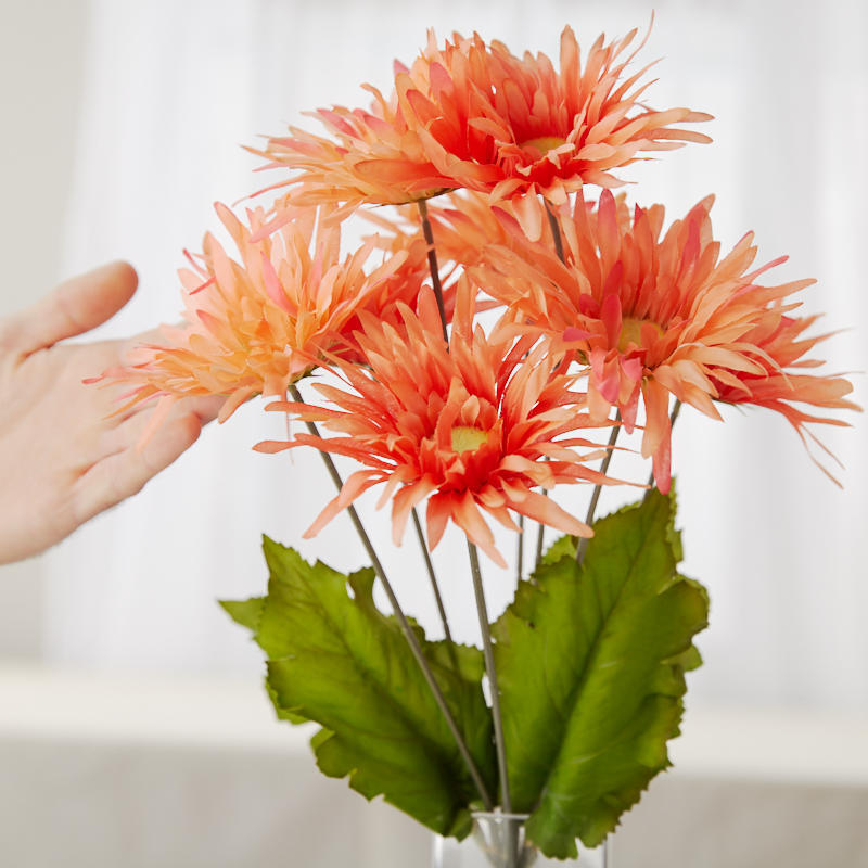 Set of 2 Poly Silk Peach Artificial Gerbera Daisy 17″ Floral Bushes