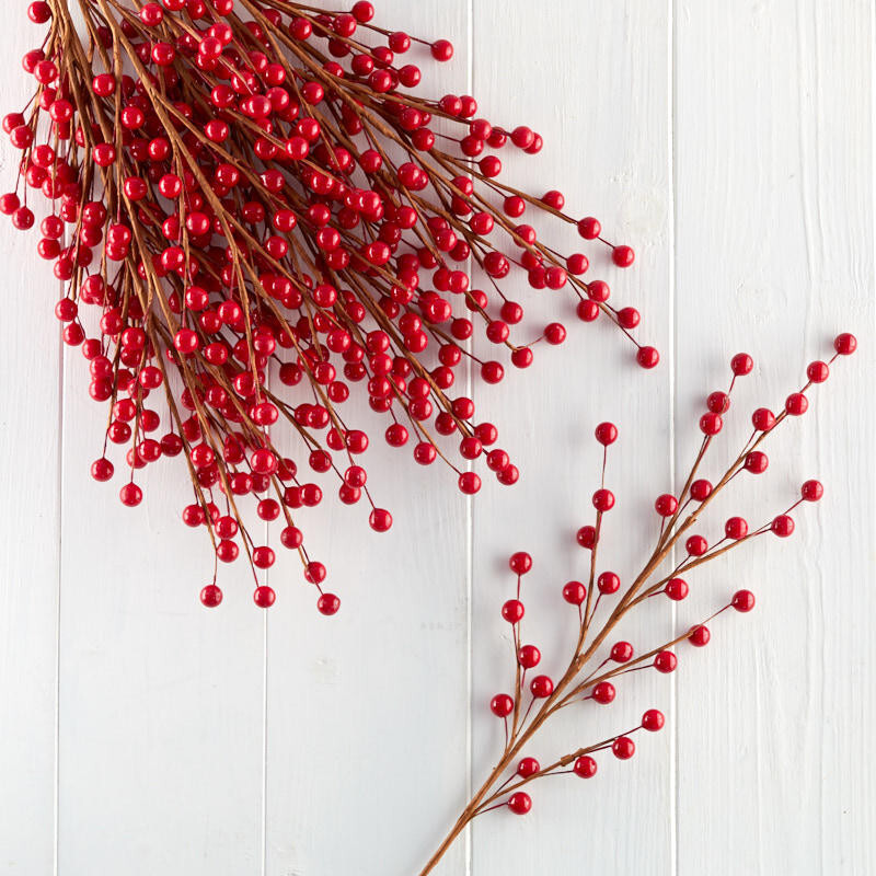 Bulk Lot of 144 Hand Wrapped 18″ Red Artificial Berry Sprays