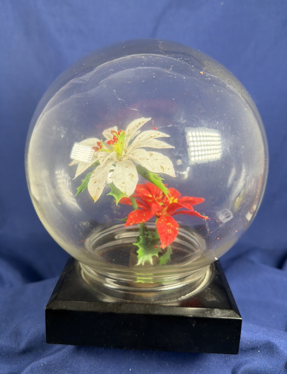 Vtg. Bowl O’ Beauty Screw on Glass Dome Ball Terrarium Globe Cloche Plastic Base