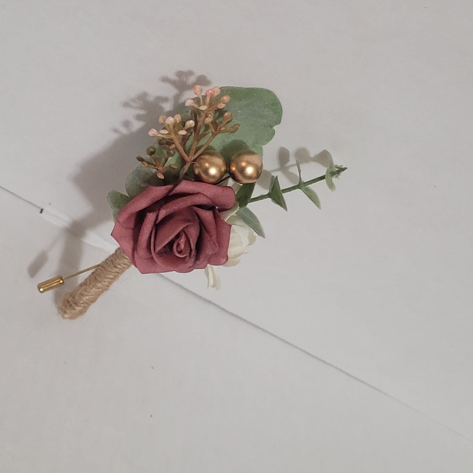Set of 7 Blush Foam Rose Boutonnieres with Pins for Men Wedding. Brand New