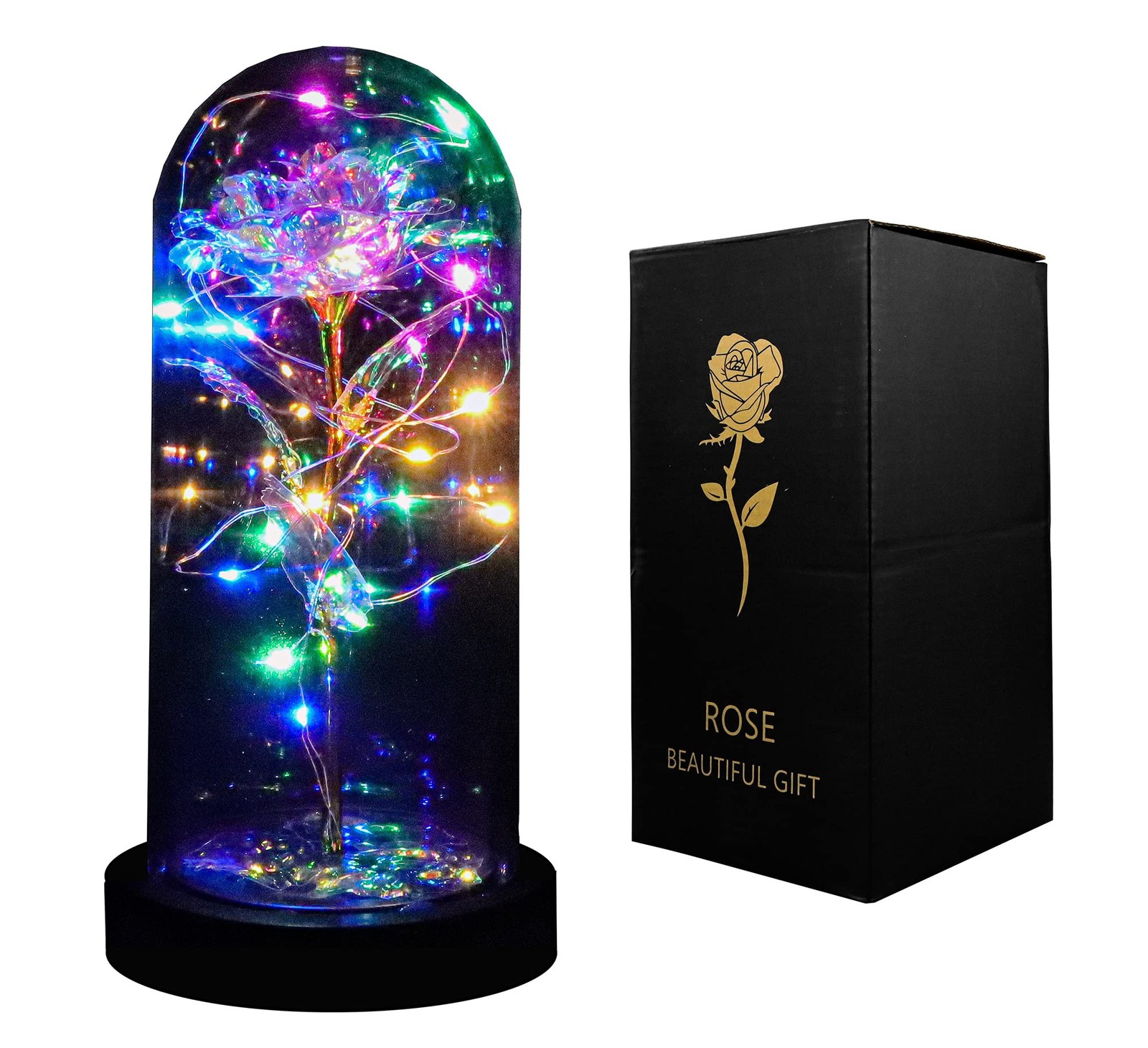 Galaxy-Artificial Rose-Flowers-Forever Enchanted Rose with Colorful LED Light…