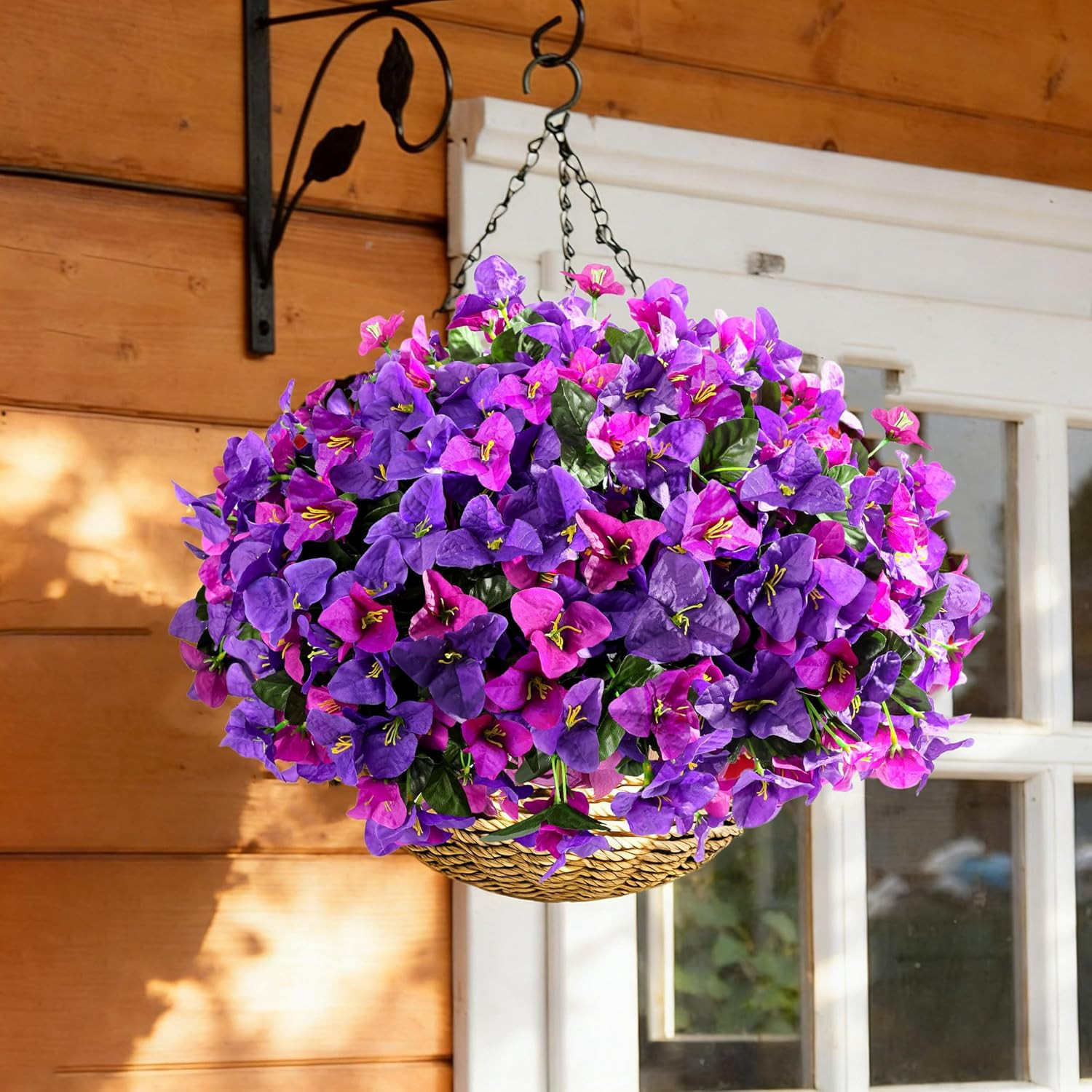 Artificial Flowers Plants for Outdoors Spring Summer Decor, 4 Bundles Fake Bouga