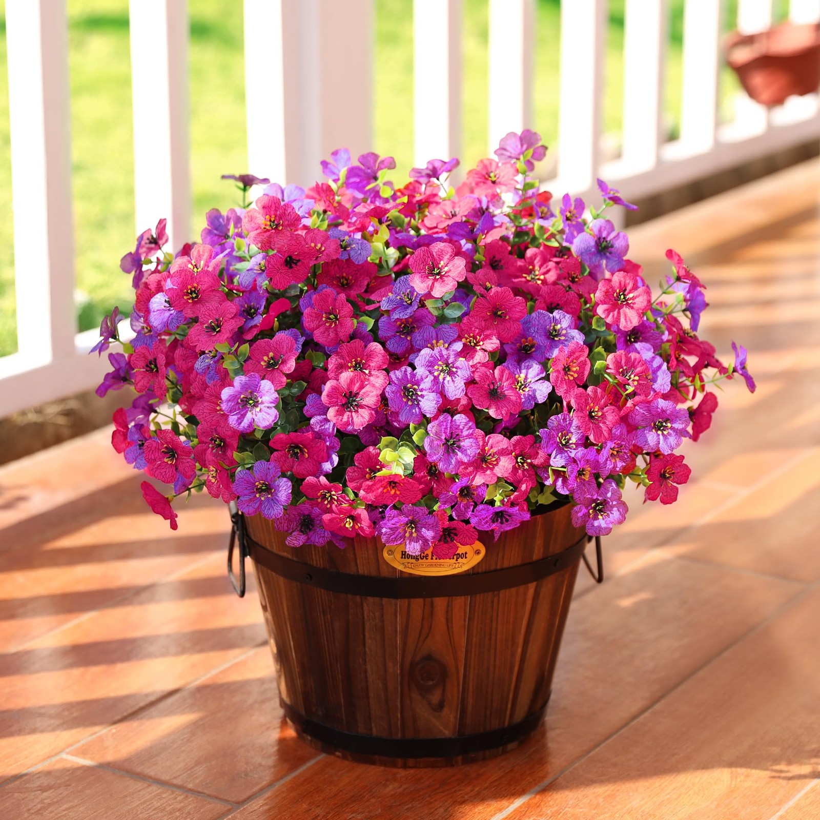 Artificial Flowers for Outdoors Spring Decor, 16 Bundles UV Resistant Realist…