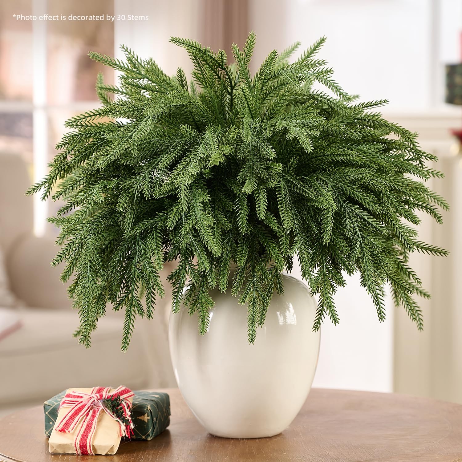 12Pcs 18” Norfolk Pine Stems Realistic, Lifelike Christmas Greenery Pine Bra…