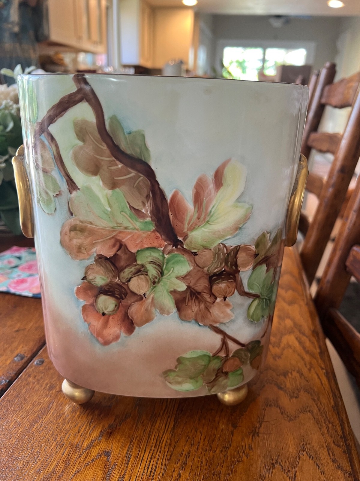 New Faux Silk Floral Everlasting Arrangement in Vintage Limoges Vase
