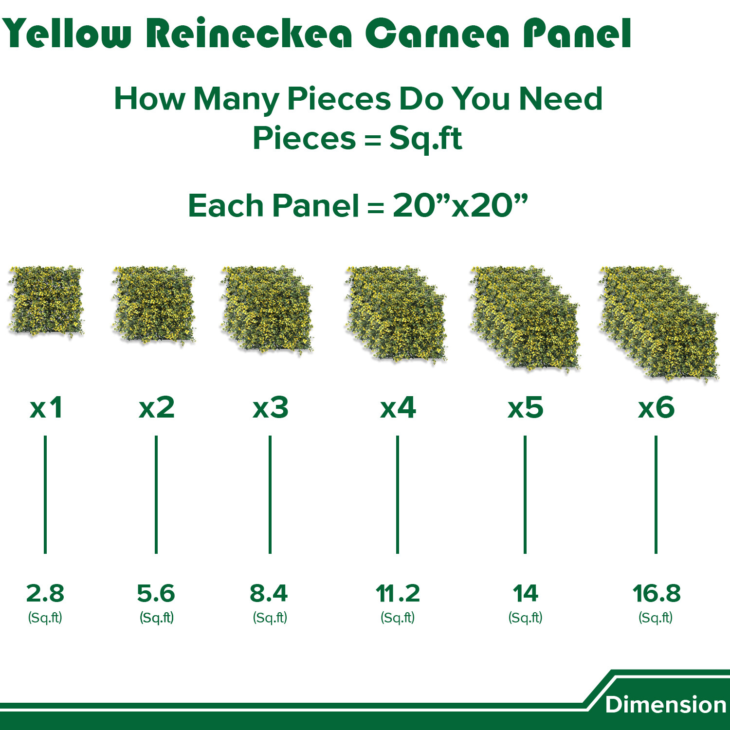 20″ Artificial Faux Yellow Reineckea Carnea Leaf Mats Wall Hedge Decor Panel DIY