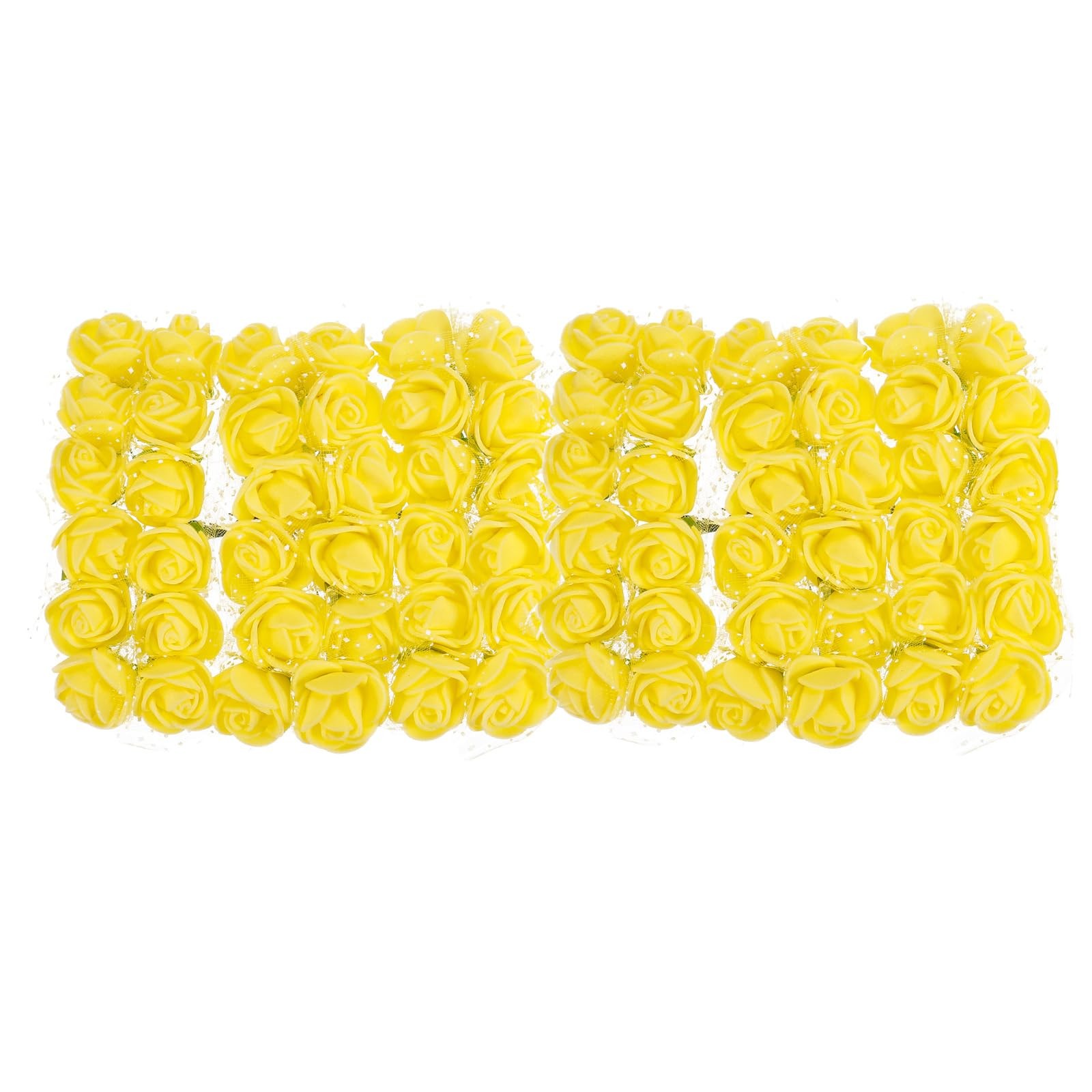 72PCS 0.8-1 Inch Yellow Mini Artificial Rose Flower Heads for DIY Craft Wedding