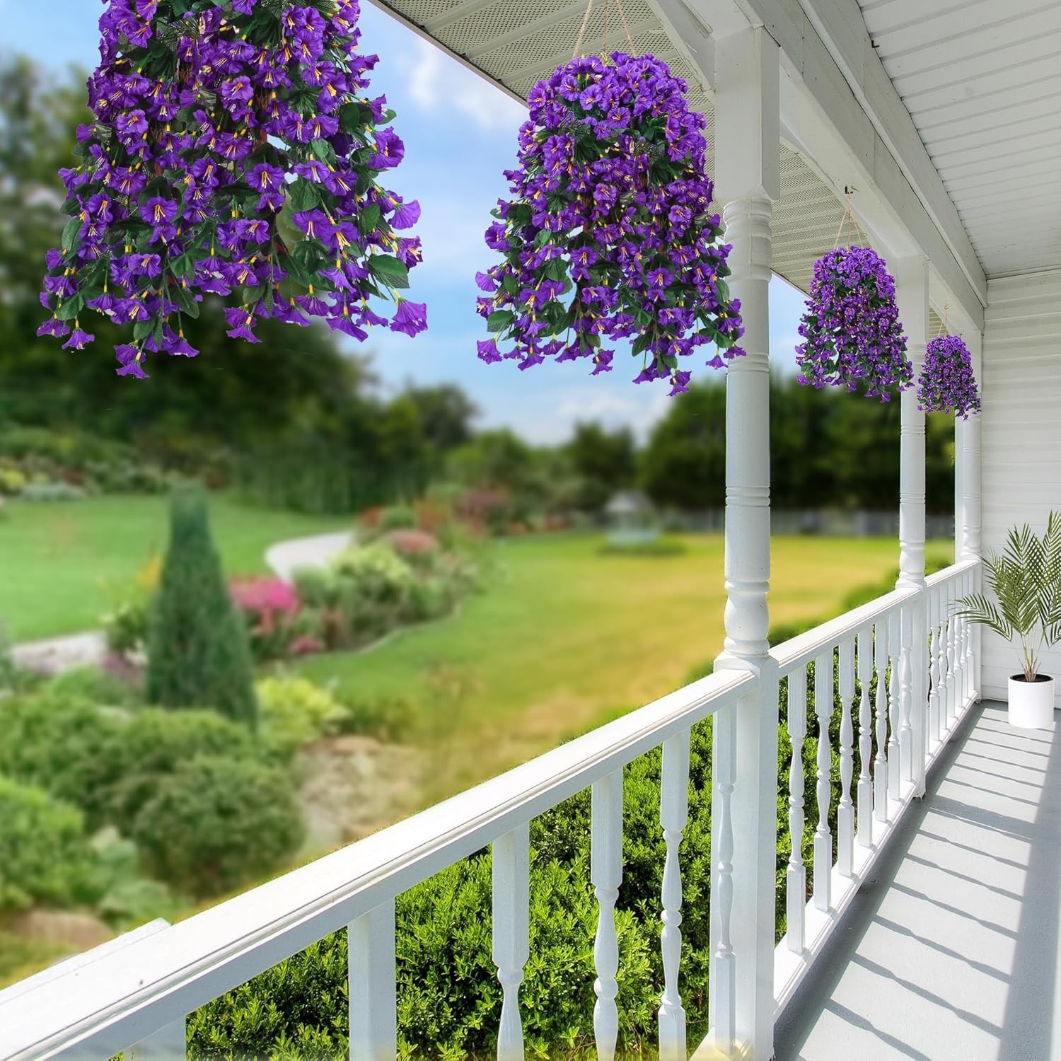 Elegant Faux Purple Hanging Flowers – 2PCS for Indoor & Outdoor Decoration Bliss