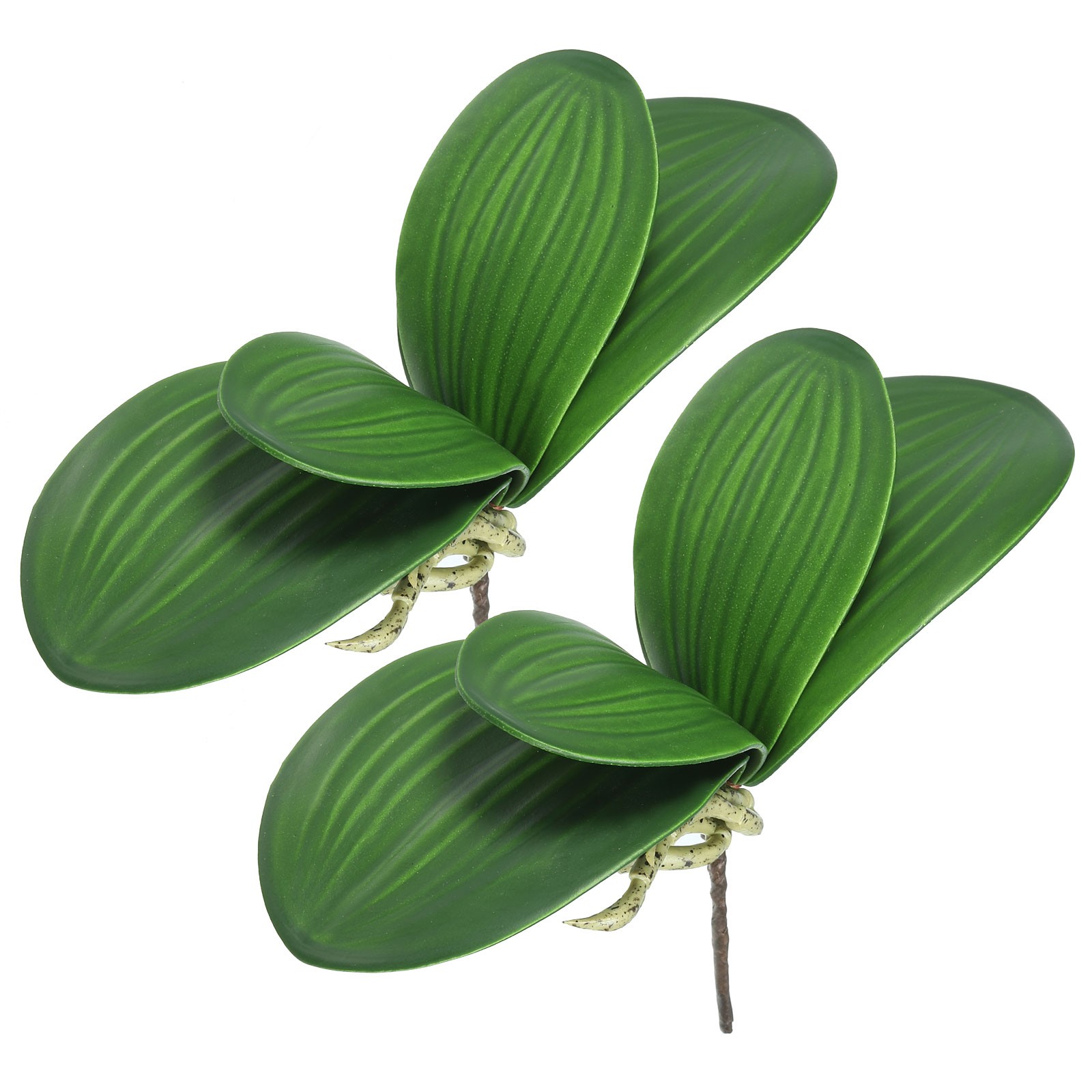 2Pcs, Faux Orchid Leaves 4 Petals Small Artificial Phalaenopsis Leaf with Stems