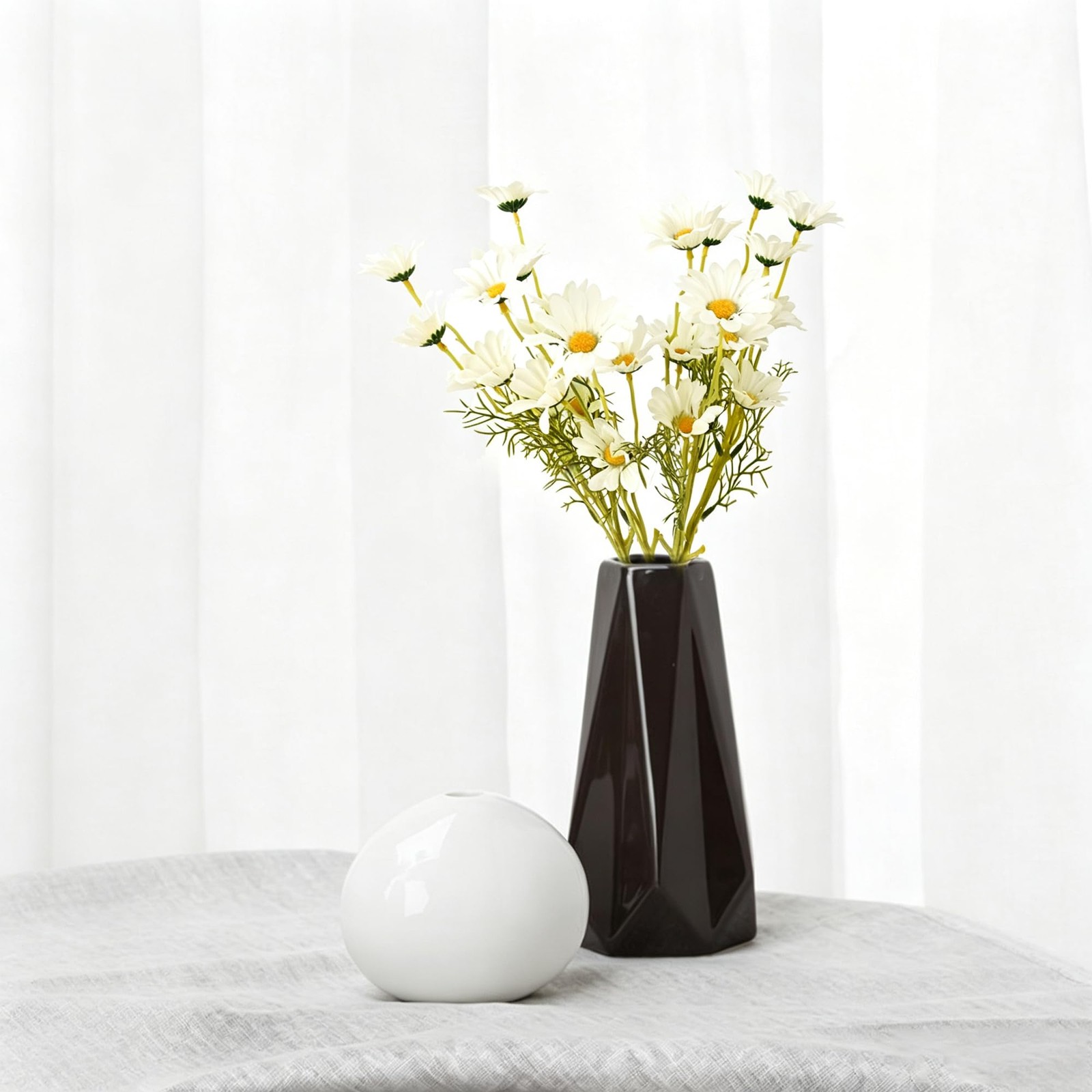 Artificial Daisy Flowers 6 Bundles 21” Faux Silk Daisy Flowers with Stems for…