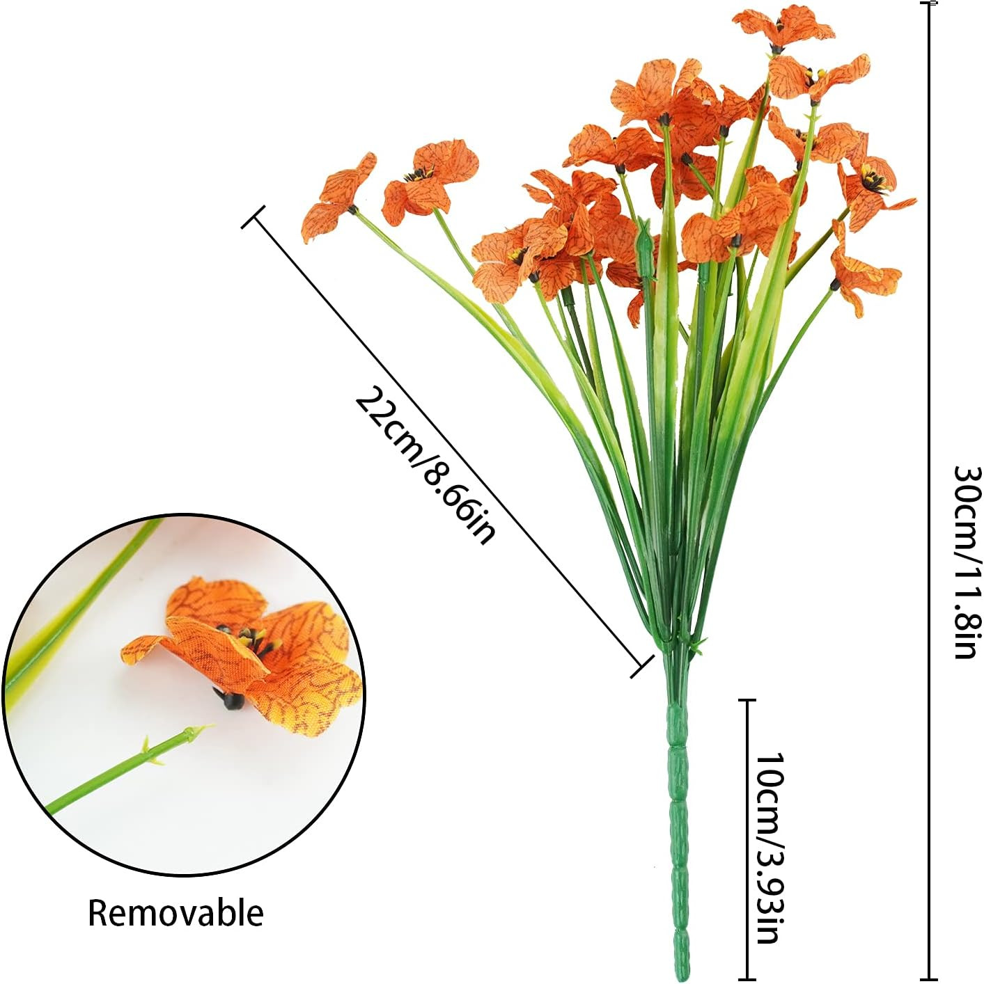 72 UV Resistant Faux Fall Flowers for Outdoor Garden Décor – Orange
