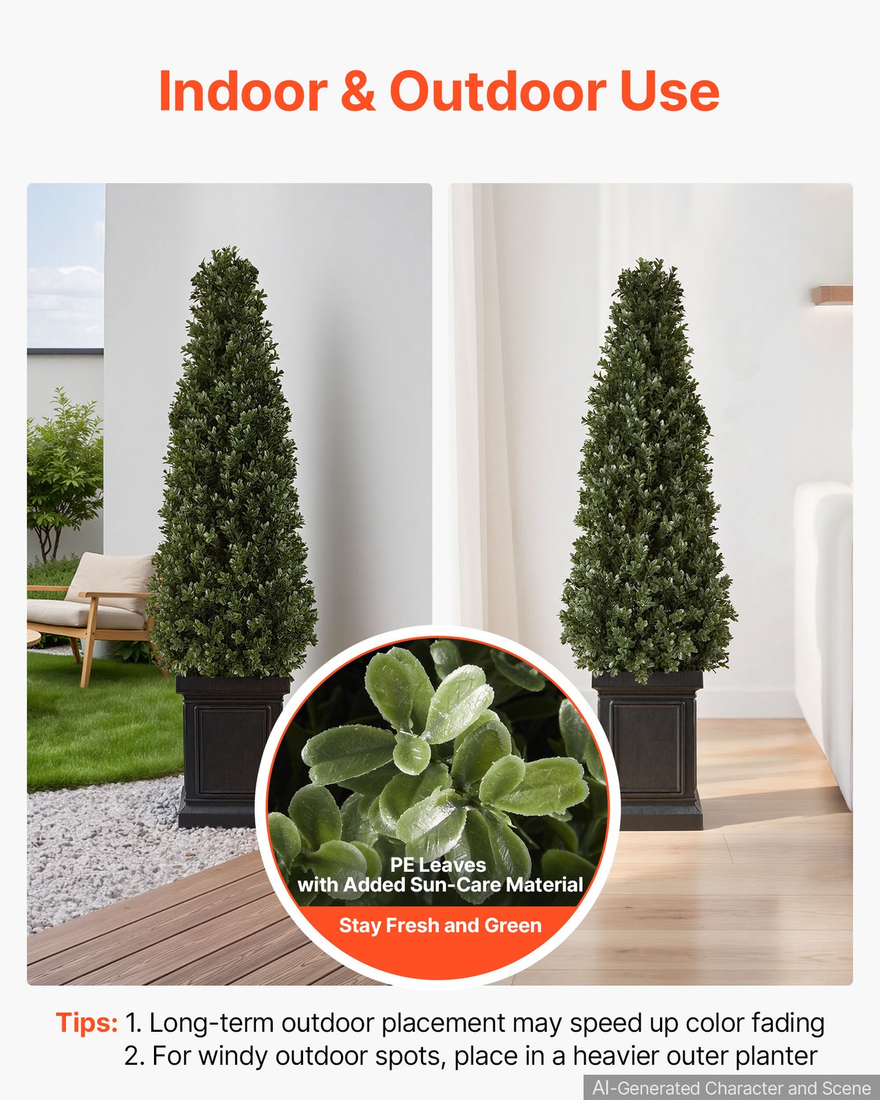 VEVOR Artificial Boxwood Topiary 3.3 Ft Set of 2 with Sturdy Pot Greenery PE