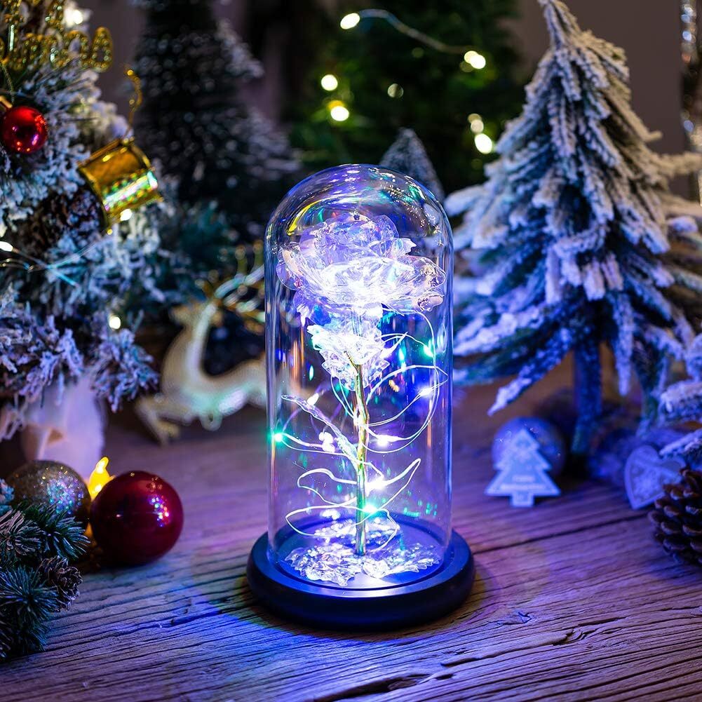 Eternal Forever Galaxy Rose Flower In Glass Dome LED Light Valentine’s Day Gift