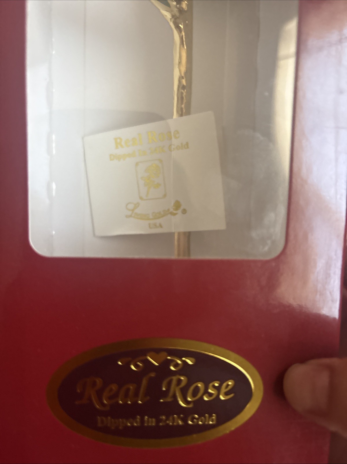 LIVING GOLD REAL ROSE DIPPED IN 24K GOLD RED BOXED Vintage With Certificate