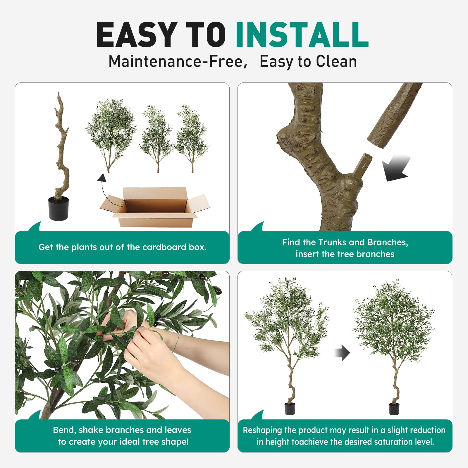 Faux Olive Tree 8ft, Large Realistic Silk Olive Trees Artificial Indoor with Nat