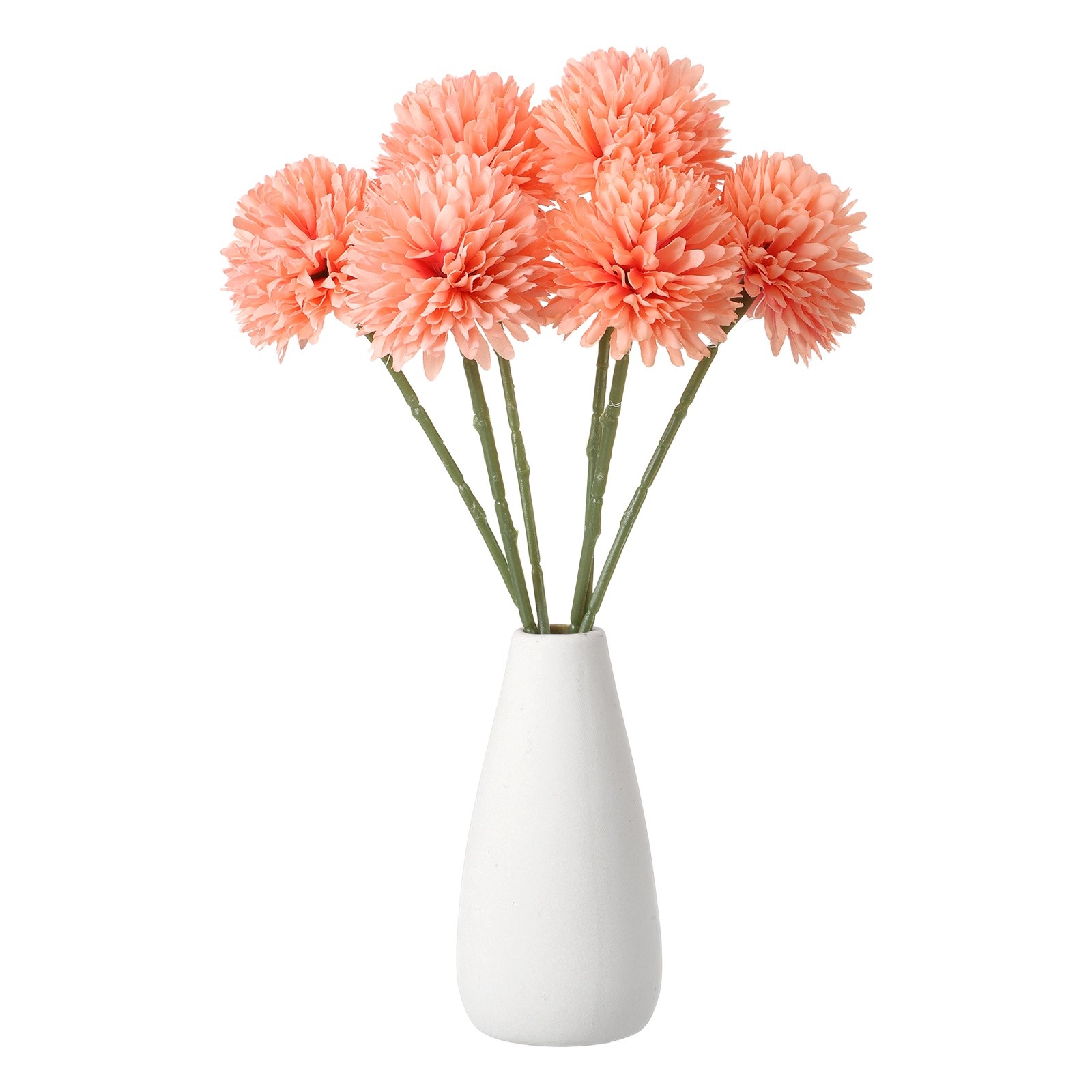 6pcs Artificial Chrysanthemum Ball Flowers Faux Mum Flower Bouquet, Dusty Rose