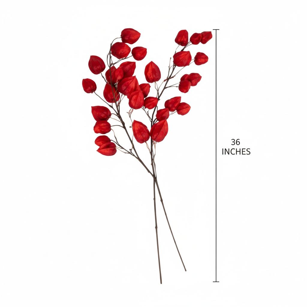 Red Burgundy Chinese Lantern Stems Faux Fall Branches Artificial Physalis 36 Inc