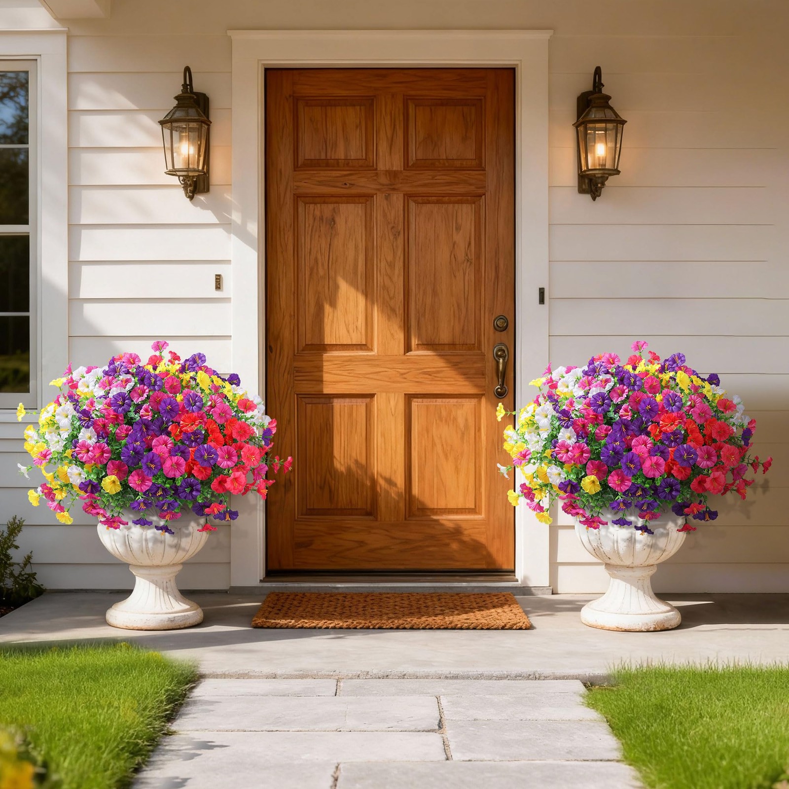 24 Bundles Artificial Flowers for Outdoors Spring Plants Outdoor Decor, Faux …