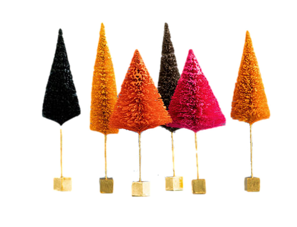 Black Orange Pink Sisal Trees 9 in – 11 in (Set/6)