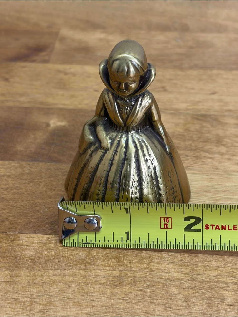 Vintage Solid Brass Crinoline Lady Bell Victorian Southern Belle Basket 3.25″