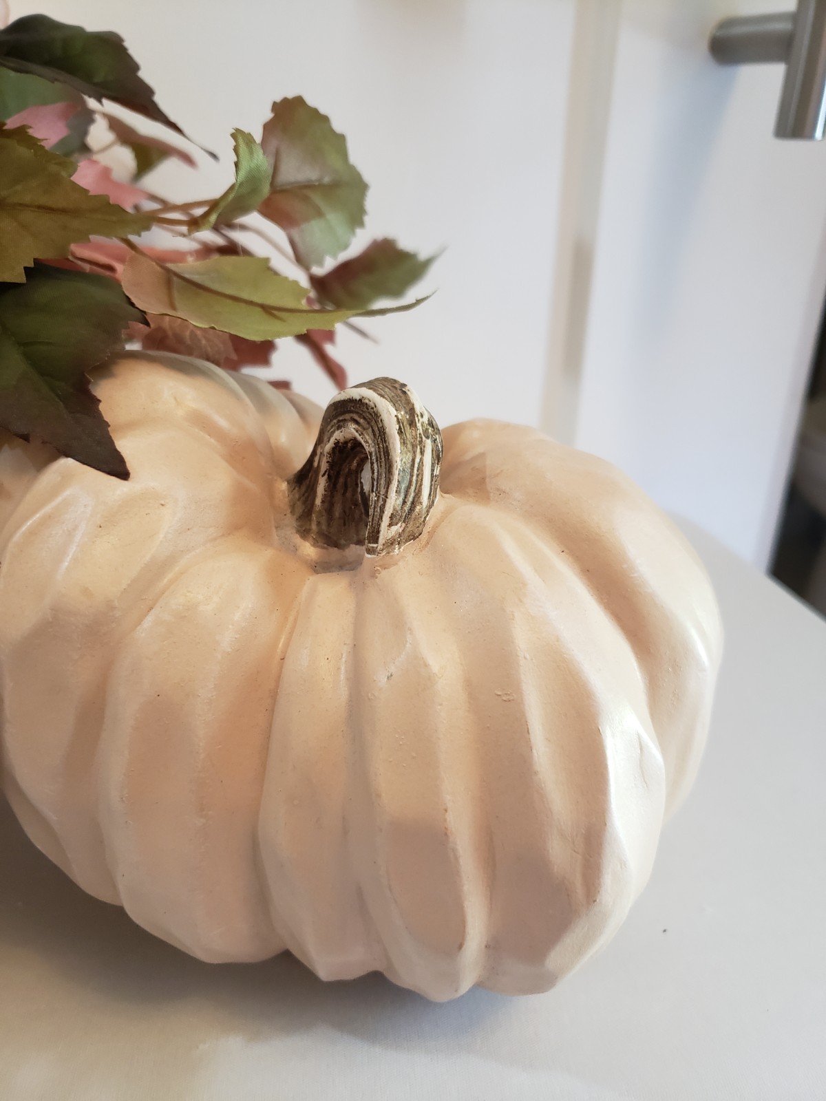 Pink Dried Look Hydrangea Centerpiece, Pampas Grass, Cream Pumpkins