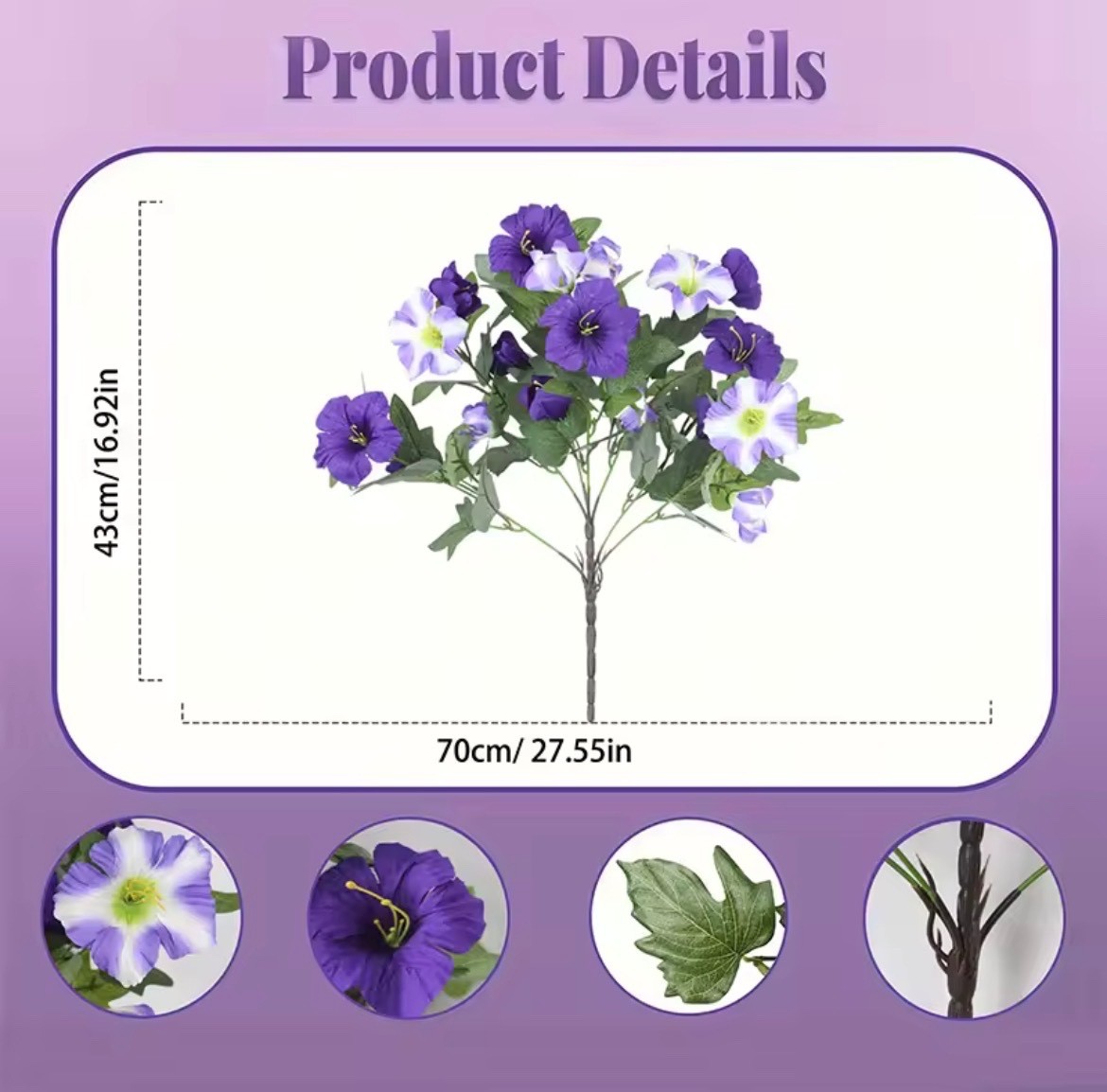Artificial Purple Petunia Flowers Outdoor UV Resistant Hanging Garden Decor