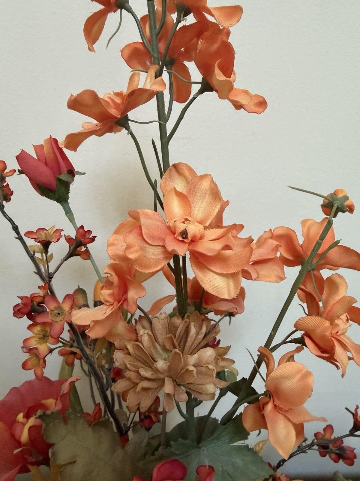 Professional Artificial Floral Arrangement Ceramic Vase Orange Centerpiece Decor