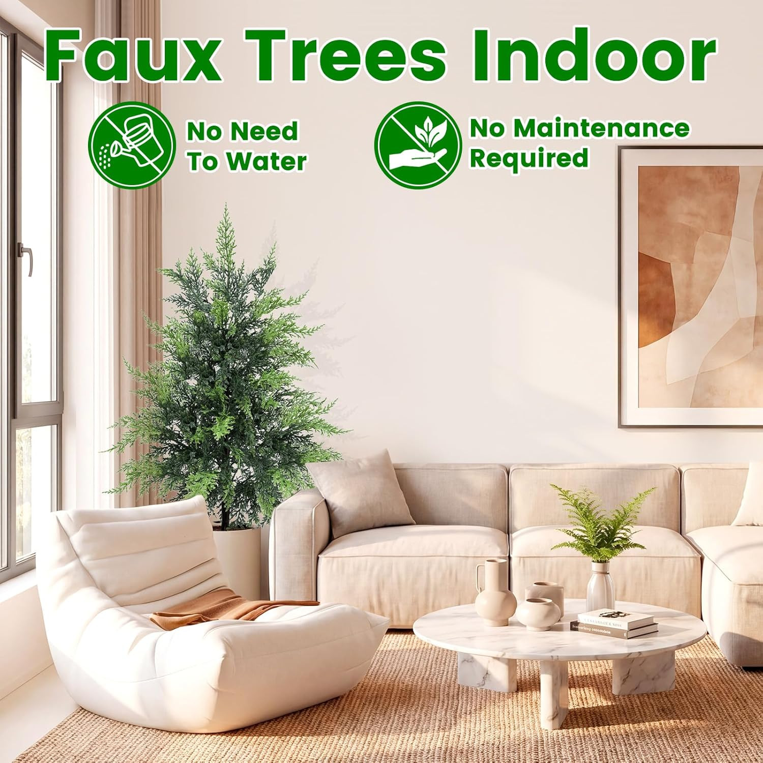 Realistic 2-Pack 2Ft Outdoor Faux Cedar Trees with Pot – UV Resistant Decor