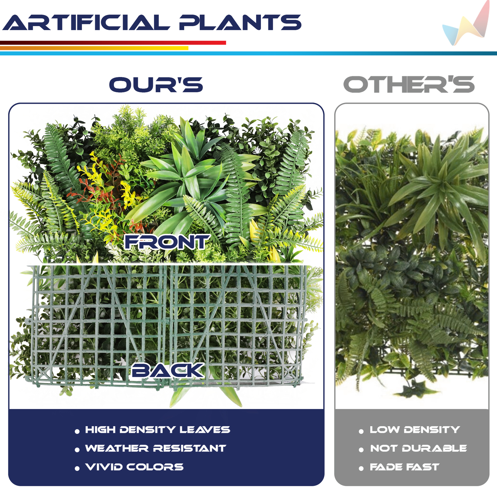 20″ Artificial Faux 3D Mix Leaf Privacy Fence Screen Decor Panel 3Packs of 1Set