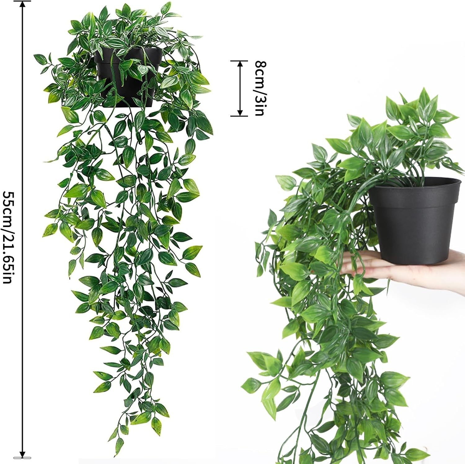 Chic 3 Pack Artificial Hanging Plants with Adjustable Shape for Custom Decor