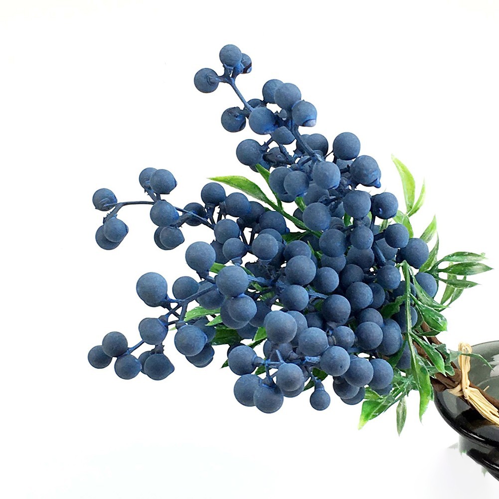 Artificial Blueberry Stems Foam Berries for Crafting Wedding and Seasonal Decor