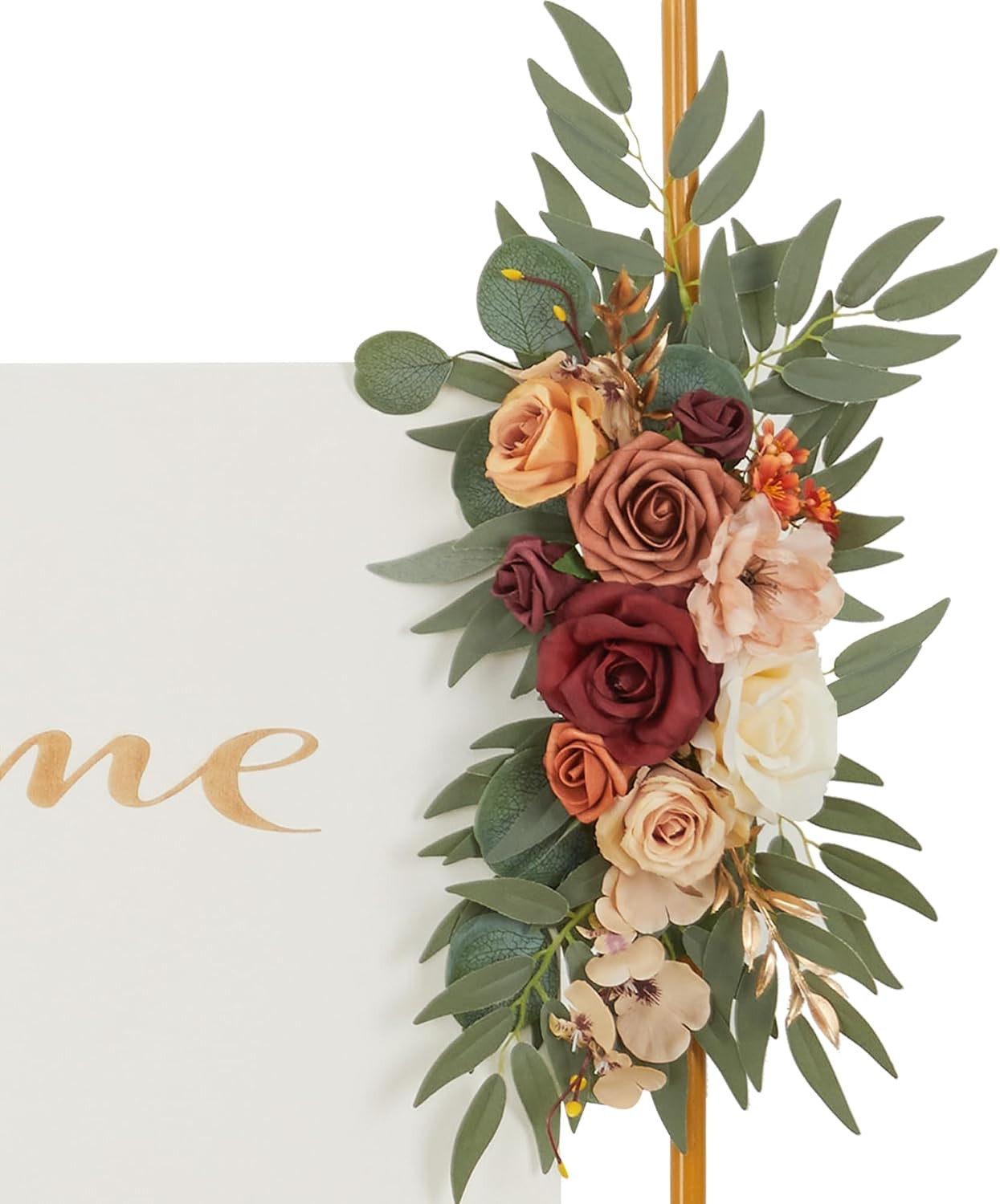 Burnt Orange Wedding Arch Flower Swags – Terracotta Floral Arrangements Set of 2